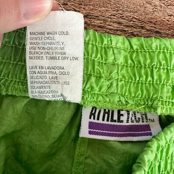 Vintage 90's Athletech neon Green Nylon Shorts With Elastic Waist women's large - Picture 6 of 9